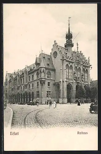 AK Erfurt, Rathaus, Strassenpartie