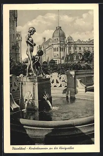 AK Düsseldorf, Kinderbrunnen an der Königsallee