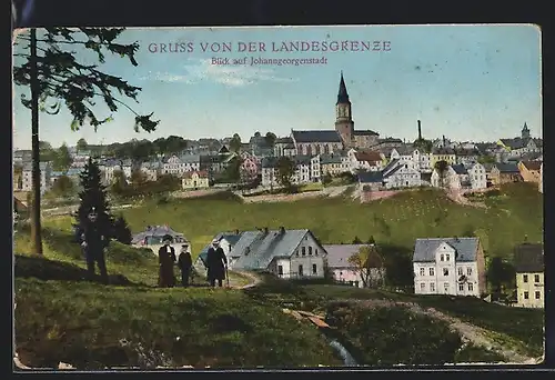 AK Johanngeorgenstadt, Landesgrenze mit Blick auf den Ort