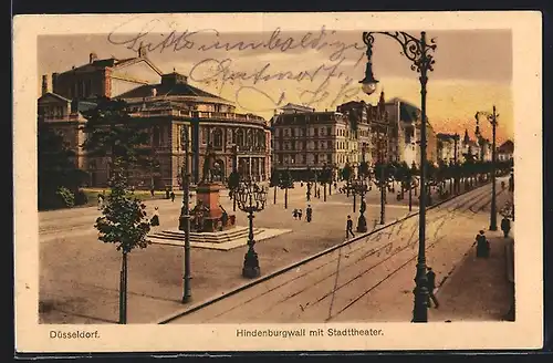 AK Düsseldorf, Hindenburgwall mit Stadttheater