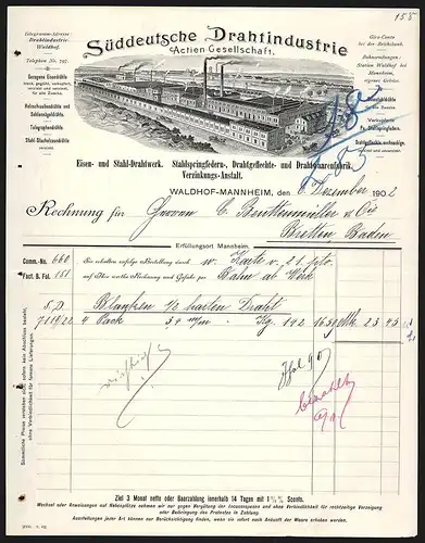 Rechnung Waldhof-Mannheim 1902, Süddeutsche Drahtindustrie Actien-Gesellschaft, Werkansicht
