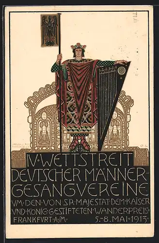 Künstler-AK Frankfurt a. M., IV. Wettstreit Deutscher Männer-Gesangvereine 1913