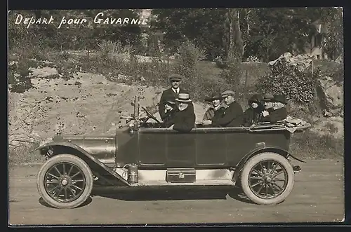 AK Auto Delaunay-Belleville (190 ), Depart pour Gavarnie