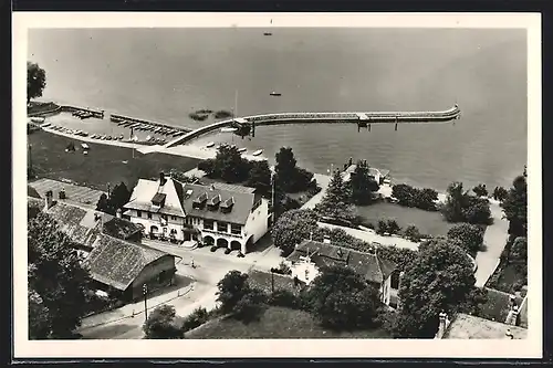 AK Murten / Morat, Hotel du Bateau, Fliegeraufnahme