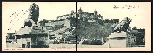 Klapp-AK Würzburg, Festung mit der neuen Brücke