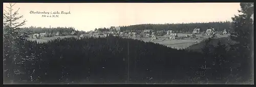 Klapp-AK Oberbärenburg /Sächs. Erzgeb., Gesamtansicht über ein Waldgebiet