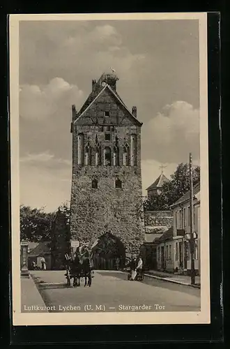 AK Lychen (U. M.), Strassenpartie am Stargarder Tor