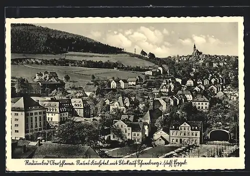 AK Oberschlema i. sächs. Erzgeb., Neues Kurhotel mit Blick auf Schneeberg