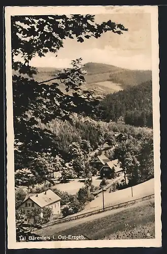 AK Bärenfels i. Ost-Erzgeb., Blick in den verschneiten Ort