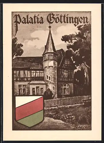 Künstler-AK Göttingen, Verbindungshaus der Burschenschaft Palatia