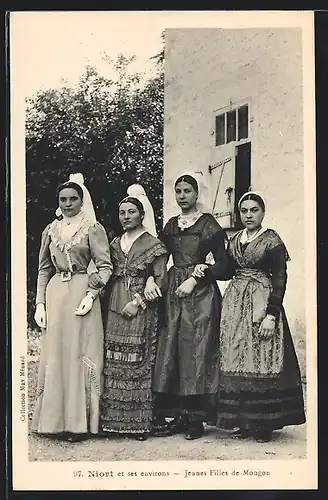 AK Niort et ses environs-Jeunes Filles de MOugon, Frauen in Tracht Aquitanien / Aquitaine