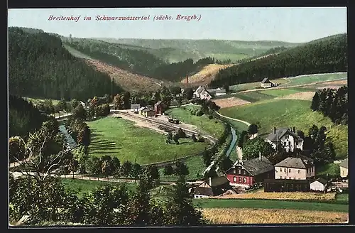 AK Breitenhof / Erzg., Schwarzwassertal aus der Vogelschau