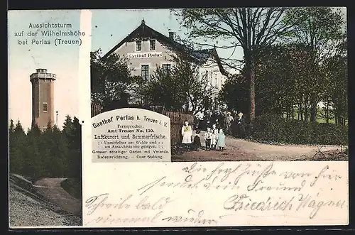 AK Perlas i. V., Gasthaus & Aussichtsturm auf der Wilhelmshöhe