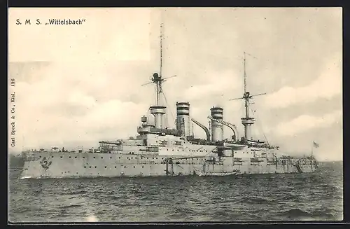 AK S. M. S. Wittelsbach in Fahrt