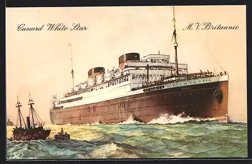 Künstler-AK Passagierschiff M. V. Britannic, White Star Line