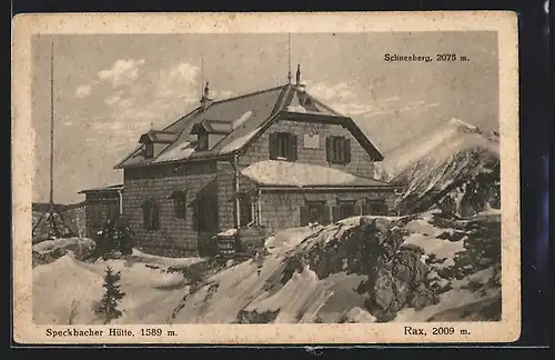 AK Speckbacher Hütte auf der Rax, Ansicht gegen den Schneeberg