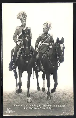 AK General von Emmrich, der Eroberer von Lüttich mit dem König der Belgier