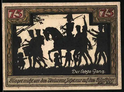 Notgeld Wesel 1921, 75 Pfennig, Der letzte Gang eines Gefangenen