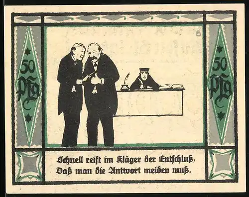 Notgeld Mülsen-St. Jakob 1921, 50 Pfennig, Kläger und Richter