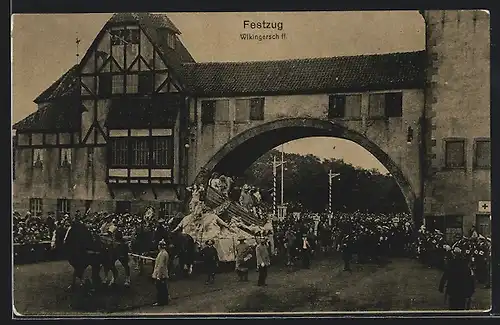 AK Hamburg, 16. Deutsches Bundesschiessen 1909, Festzug, Wikingerschiff