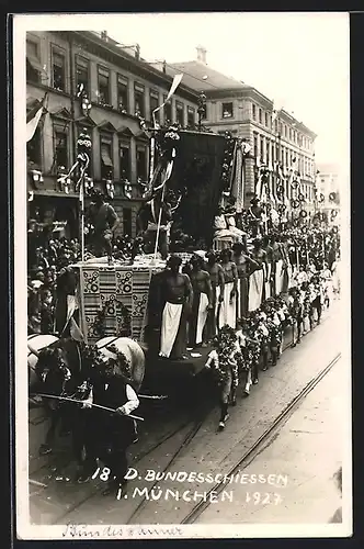 AK München, 18. Deutsches Bundesschiessen 1927, Festwagen