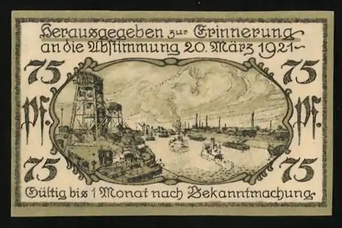 Notgeld Gosel 1921, 75 Pfennig, Industriehafen, Wappen