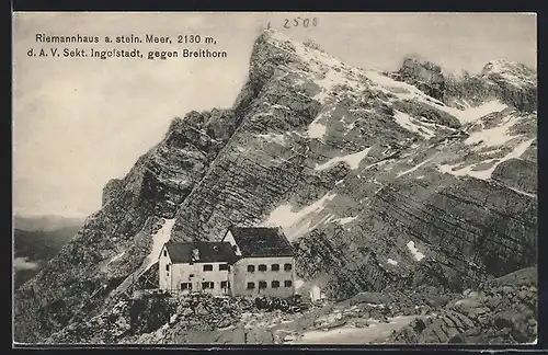 AK Riemannhaus am steinernen Meer gegen Breithorn