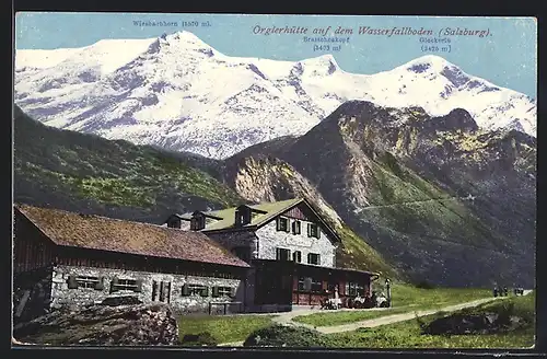 AK Orglerhütte, Ansicht gegen Wiesbachhorn, Bratschenkopf und Glockerin