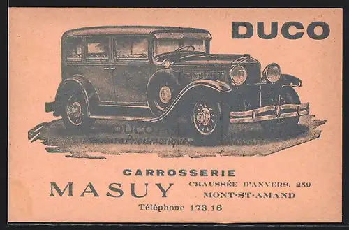 AK Auto Hupmobile (1929 /30), Seitenansicht des Wagens, Reclame