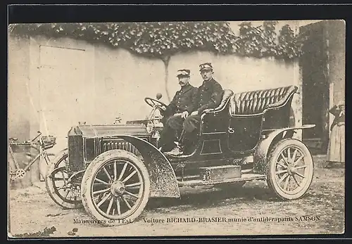 AK Auto Brasier (190 ), Voiture RIchard-Brasier munie d`antiderapants Samson, Fahrrad