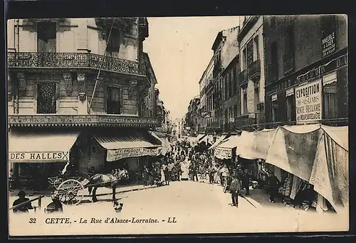 AK Cette, La Rue d`Alsace-Lorraine