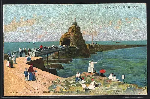 Künstler-AK sign. Luigi Loir: Biarritz, Les Plages de France, Biscuits Pernot