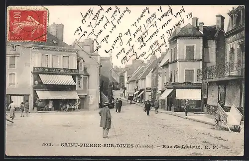 AK Saint-Pierre-sur-Dives, Rue de Lisieux, Strassenpartie