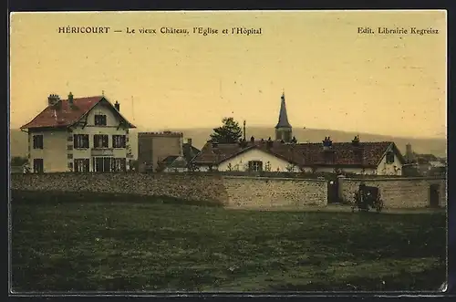 AK Héricourt, Le vieux Château, l`Eglise et l`Hôpital