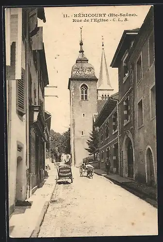 AK Héricourt, Rue de l`Eglise, Strassenpartie