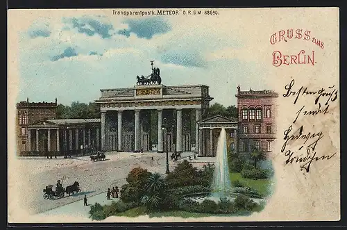 Lithographie Berlin, Brandenburger Tor, Halt gegen das Licht: Vollmond