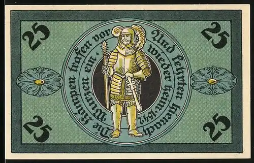 Notgeld Torgau 1921, 25 Pfennig, Blick auf die Kirche