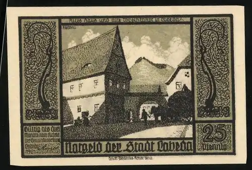 Notgeld Lobeda 1921, 25 Pfennig, Altes Haus und alte Toreinfahrt