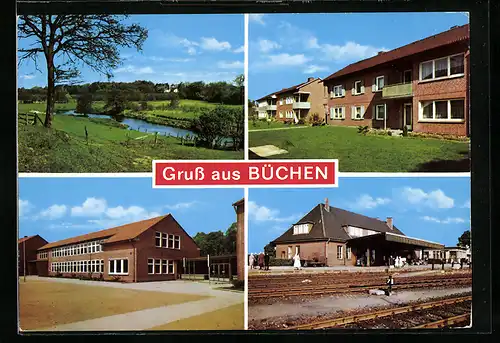 AK Büchen, Bahnhof, Schule, Wohnhäuser