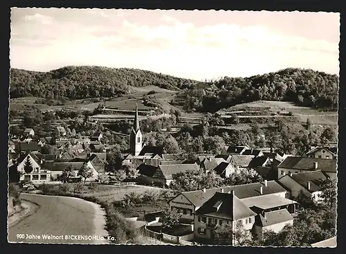 AK Bickensohl a. K., Teilansicht mit Kirche und Strassenpartie