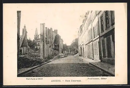 AK Amiens, Rue Desprez, Strassenpartie