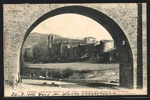 AK Camon, Ancienne Abbaye du VIIIe siècle, Remparts bien conservés du XIIe siècle