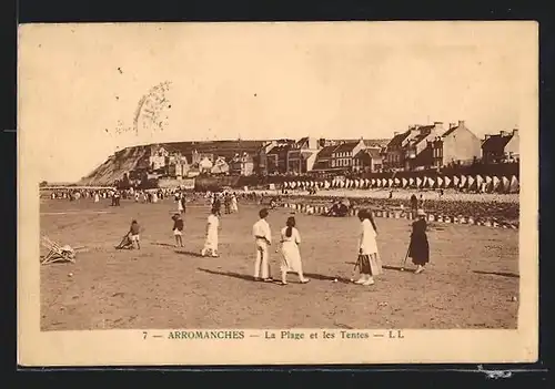 AK Arromanches, La Plage et les Tentes