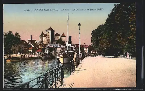 AK Annecy, Le Port, Le Château et le Jardin Public