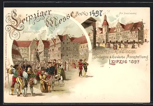 Lithographie Leipzig, Sächsisch-Thüringische Industrie- u. Gewerbe-Ausstellung 1897, Naschmarkt