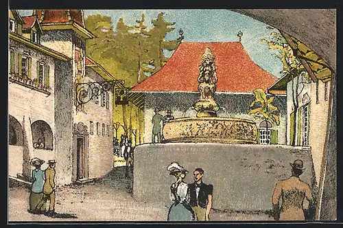 AK Bern, Schweizer Landes-Ausstellung 1914, Brunnen in Bern