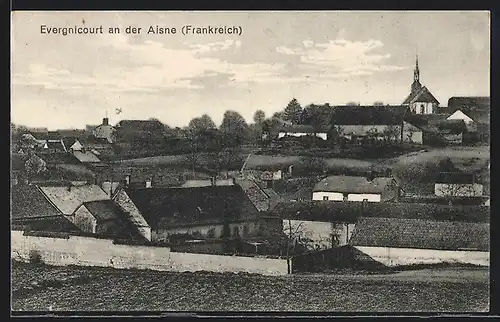 AK Evergnicourt, Ortsansicht mit Kirche