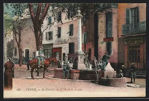 AK Vence, la fontaine du XVI. siécle, Kinder am Brunnen