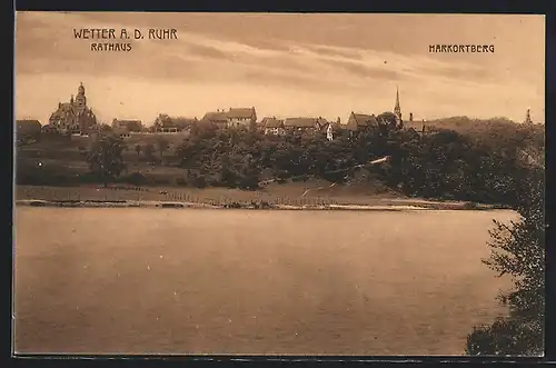 AK Wetter / Ruhr, Blick auf Rathaus und Harkortberg