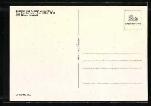 AK Titisee-Neustadt, Gasthaus und Pension Jostlastüble, Bes. Familie Hog